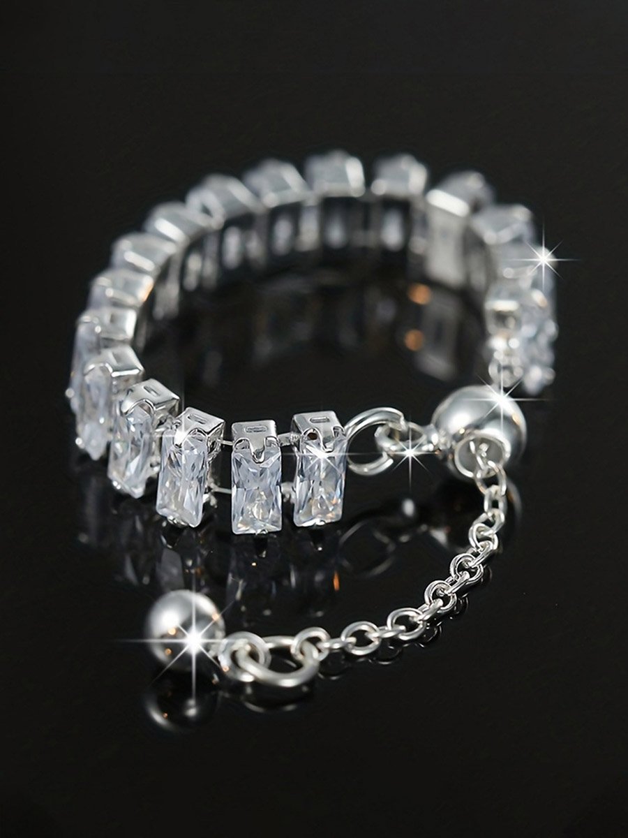 Sparkling Crystal Chain Ring