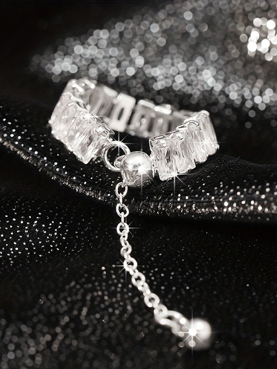Sparkling Crystal Chain Ring