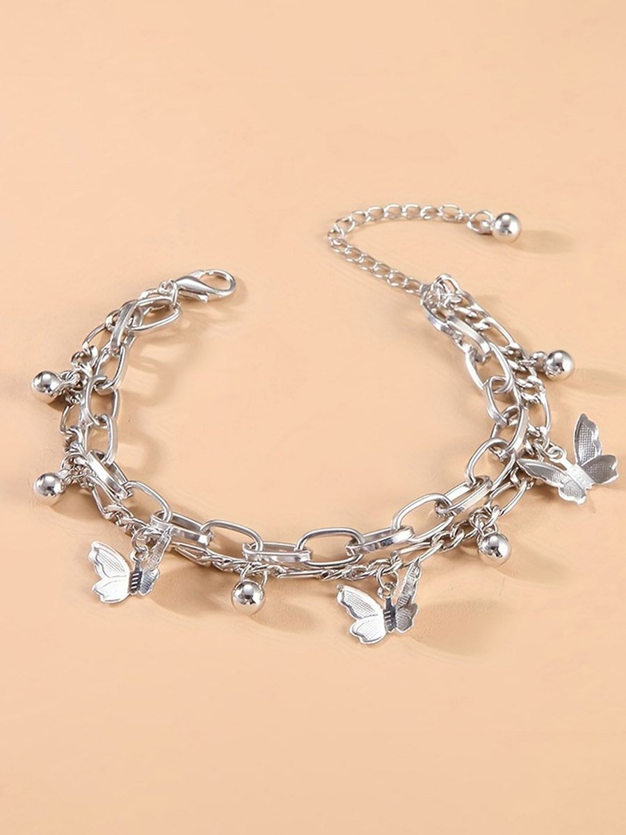 Chain Link Butterfly Charm Bracelet