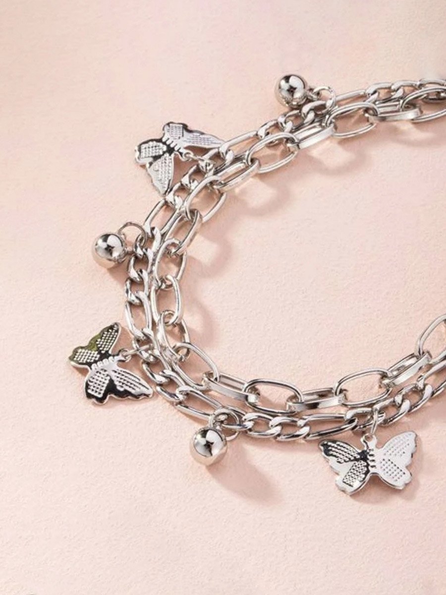Chain Link Butterfly Charm Bracelet