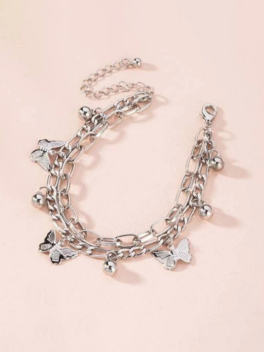 Chain Link Butterfly Charm Bracelet