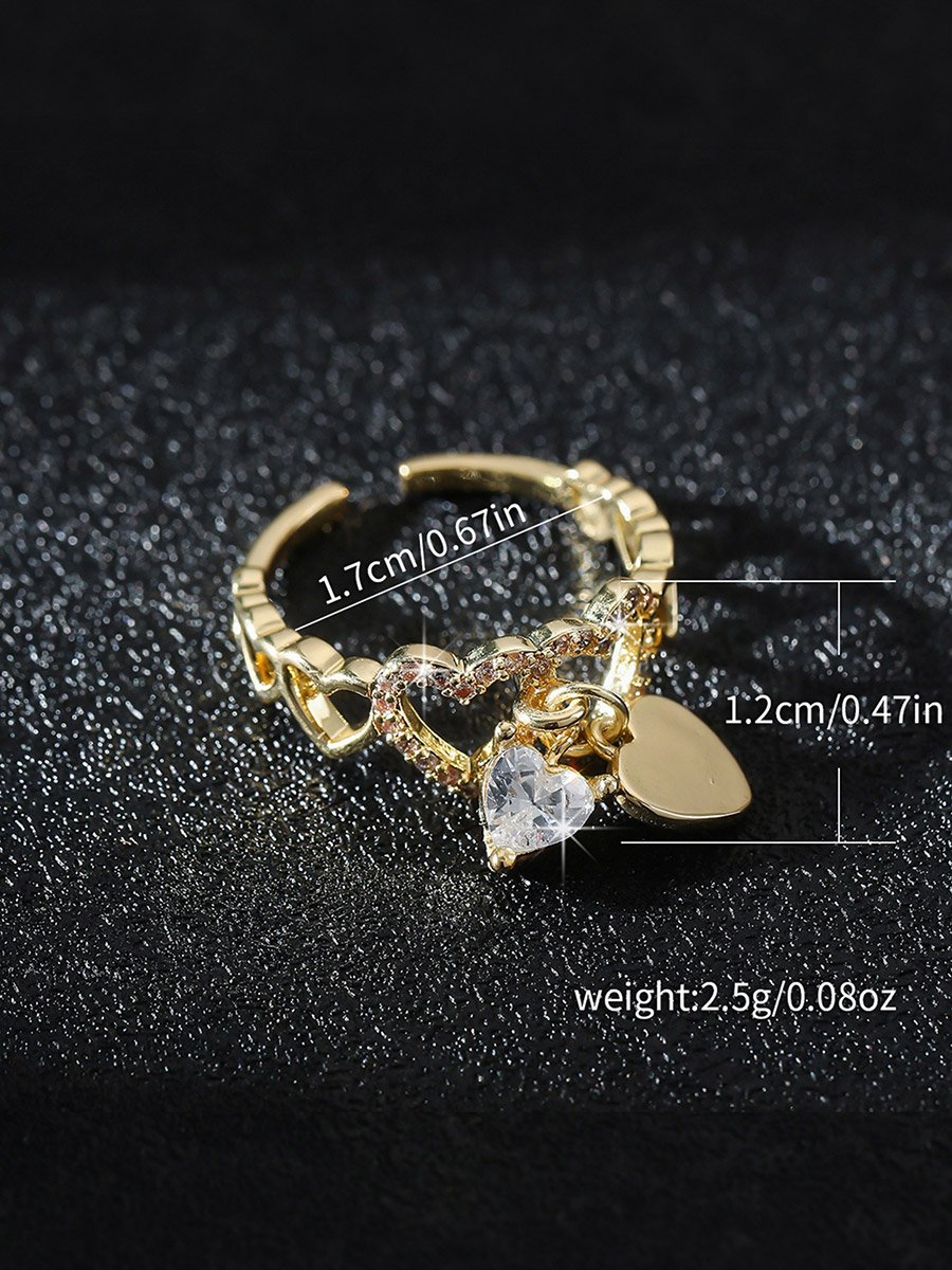 Hollow Heart Shape Drop Ring