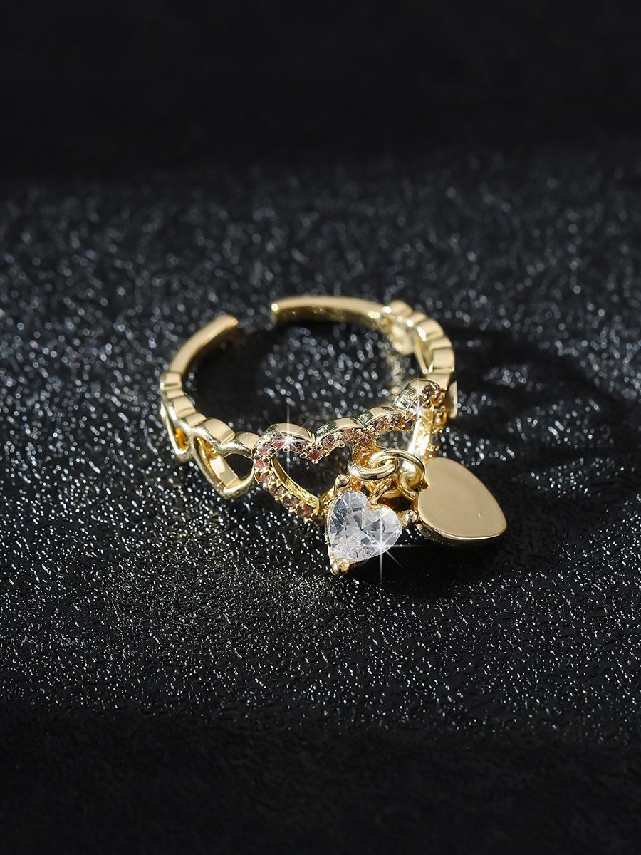 Hollow Heart Shape Drop Ring