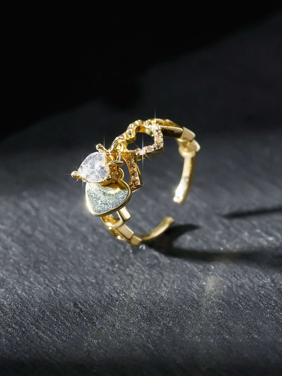 Hollow Heart Shape Drop Ring