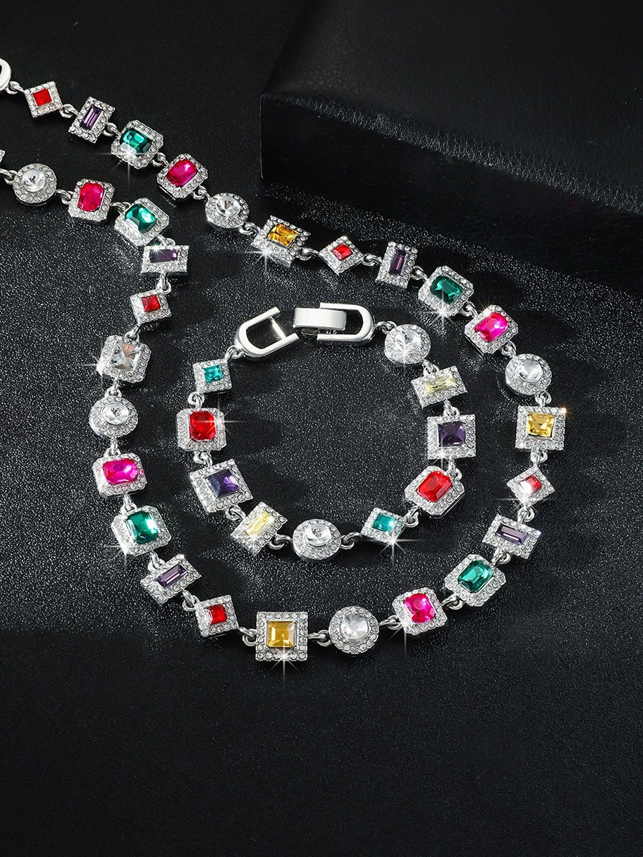Geometric Necklace and Bracelet Set