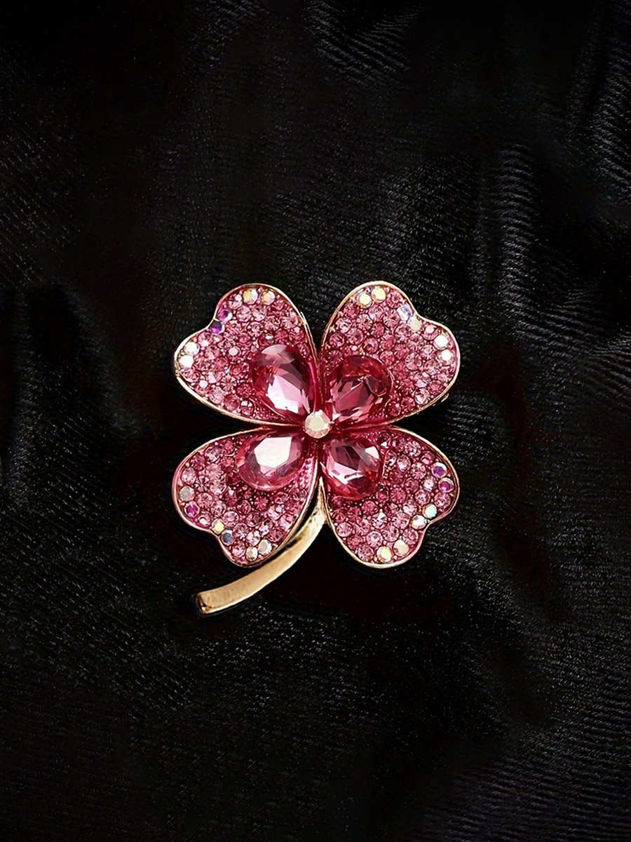 Rhinestone Flower Shape Brooch