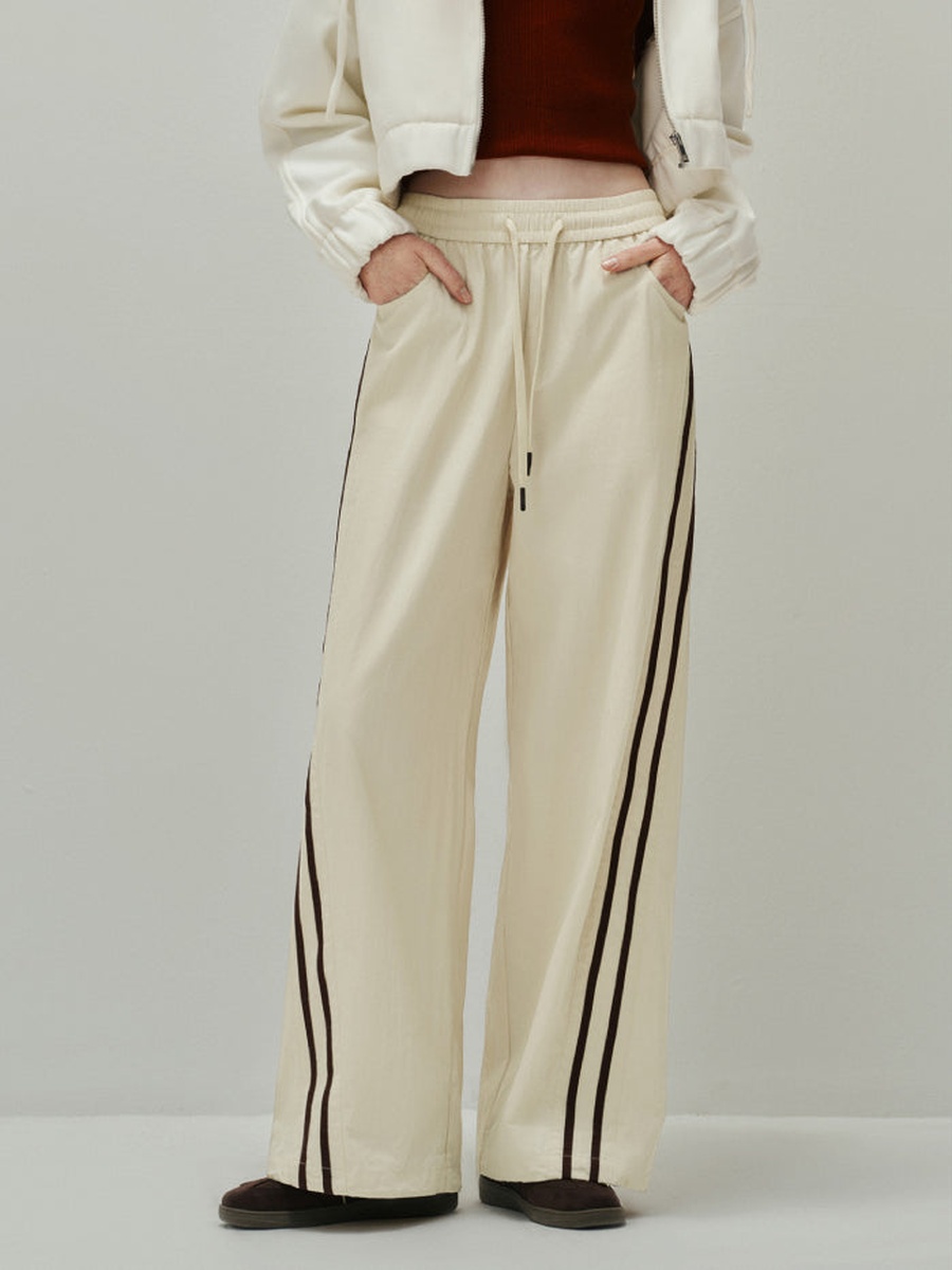 Women Straight Leg Track Pants with Side Stripes