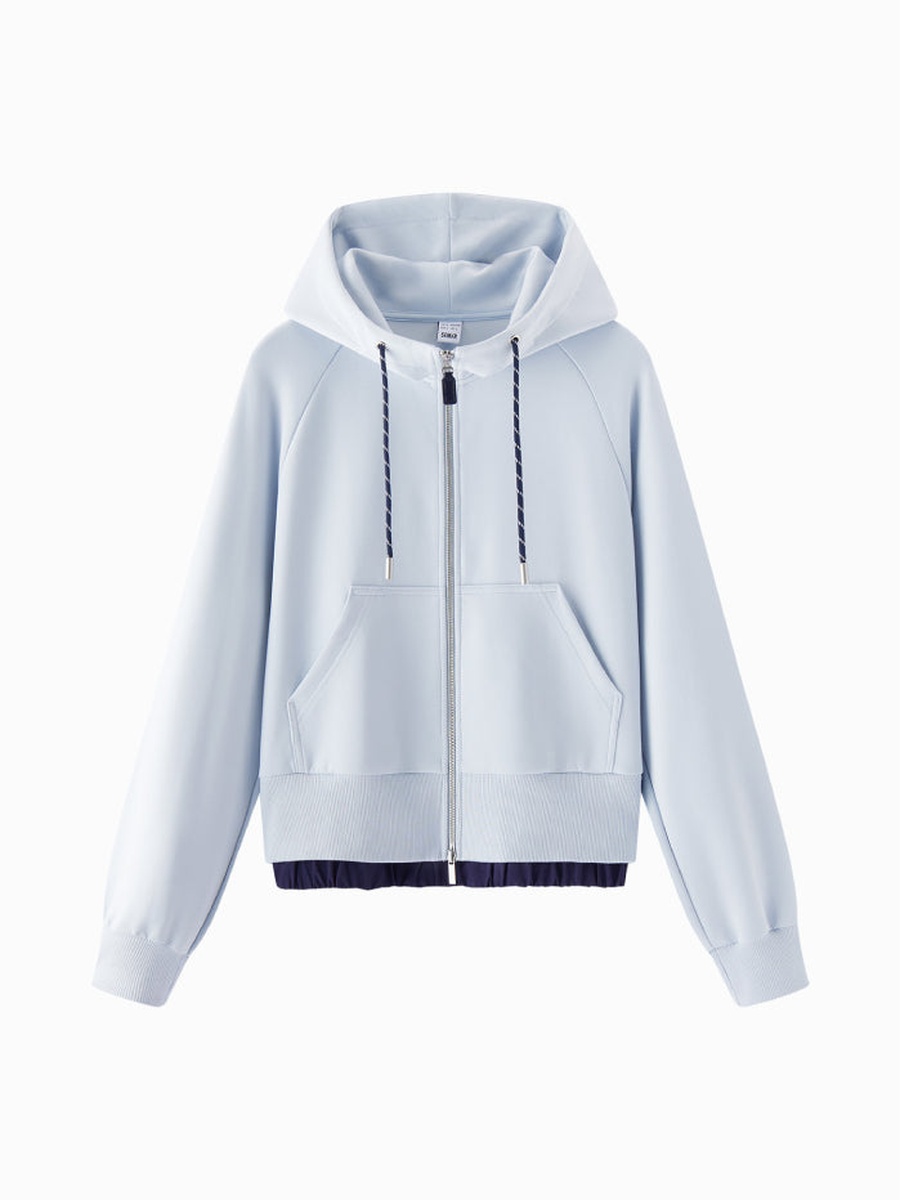 Women Zip Up Hoodie with Adjustable Hem
