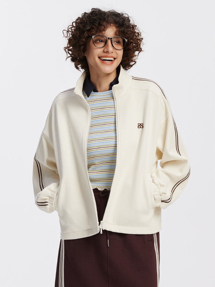 Women Zip Up Track Jacket with Contrast Panels