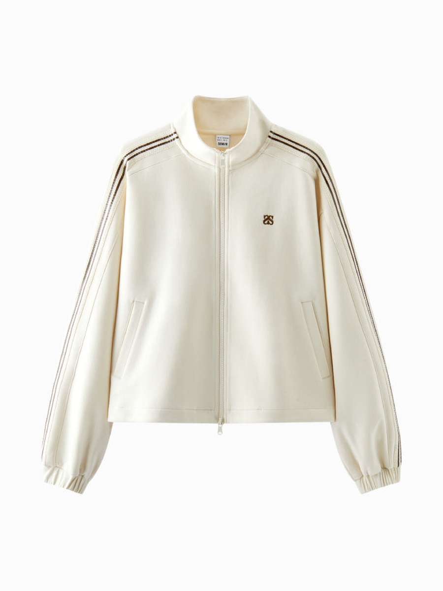 Women Zip Up Track Jacket with Contrast Panels