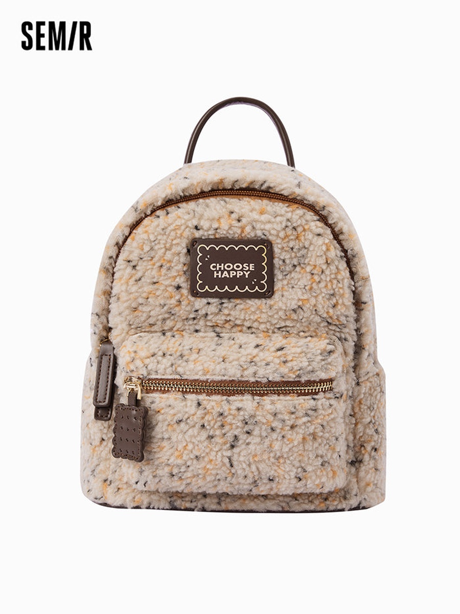 Women Backpack with Soft Fur