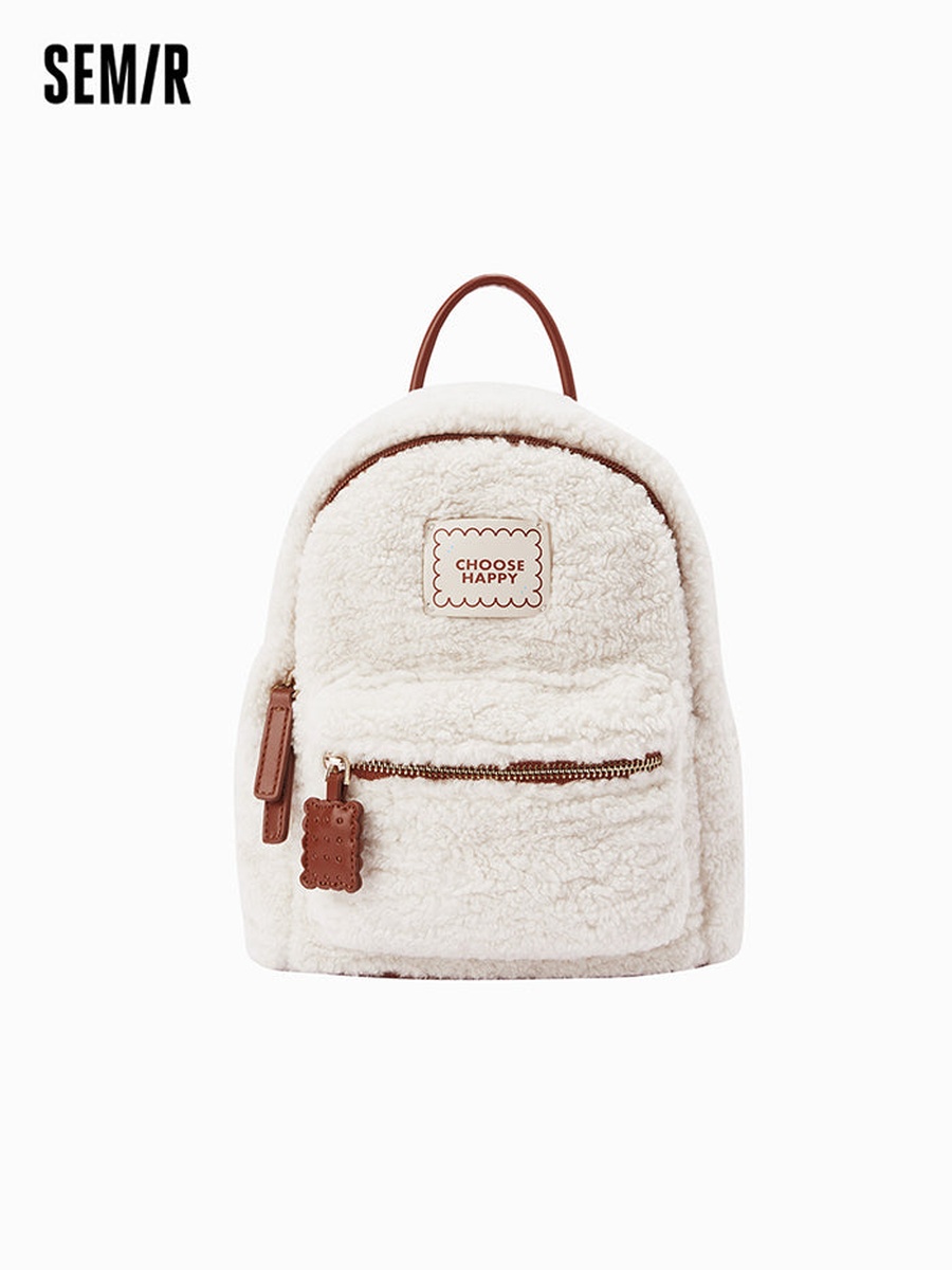 Women Backpack with Soft Fur