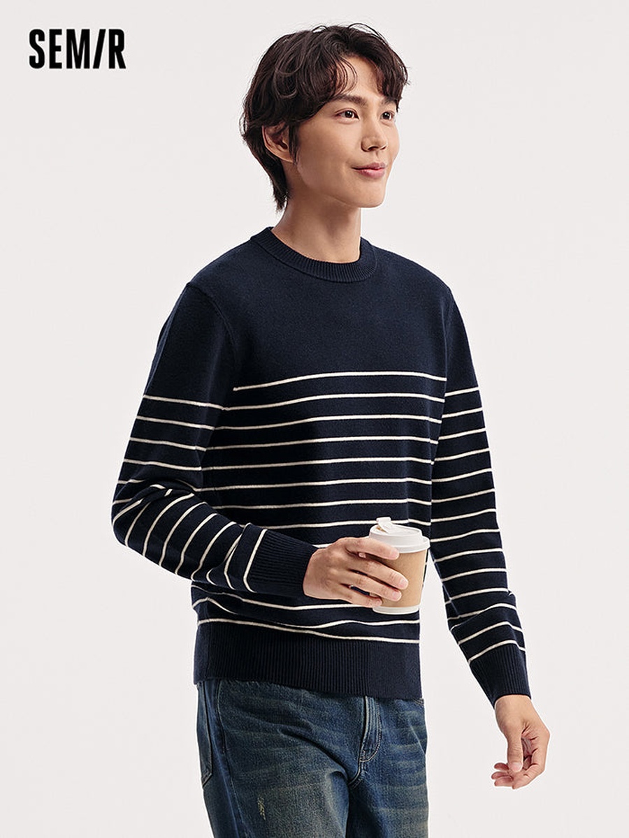 Men Striped Knitted Pullover