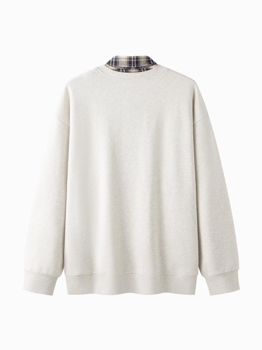 Men Layered Neck Sweatshirt with Printed Front