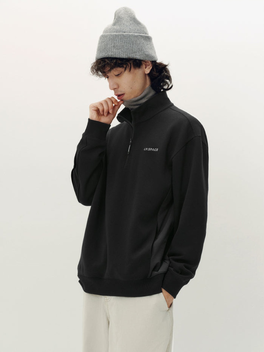 Men Half-Zip Sweatshirt with Side Pockets