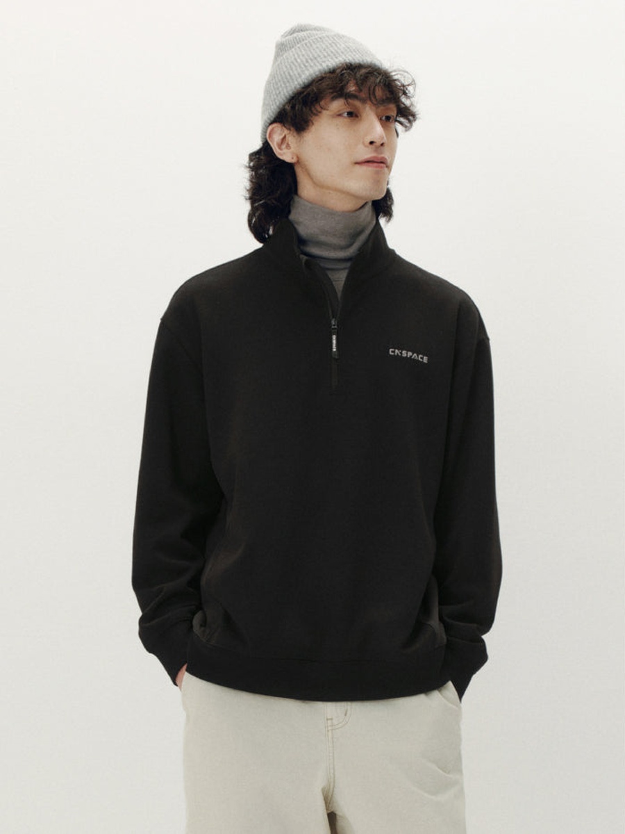 Men Half-Zip Sweatshirt with Side Pockets