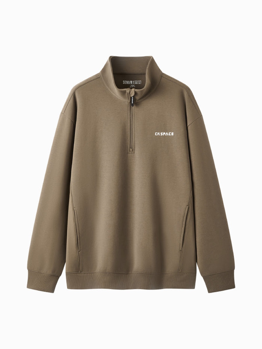 Men Half-Zip Sweatshirt with Side Pockets
