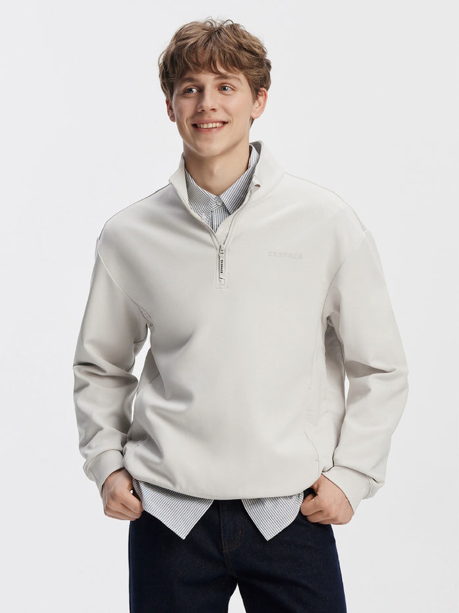 Men Half-Zip Sweatshirt with Side Pockets