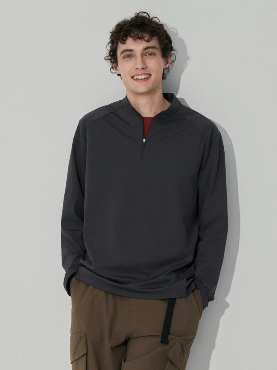 Men Quarter Zip Long Sleeve Sweatshirt
