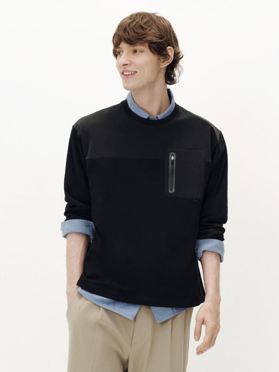 Men Utility Long Sleeve Pocket Top