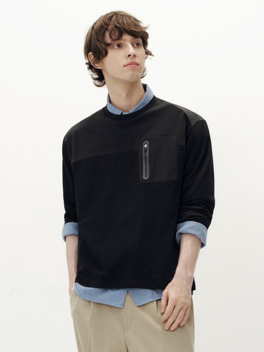 Men Utility Long Sleeve Pocket Top