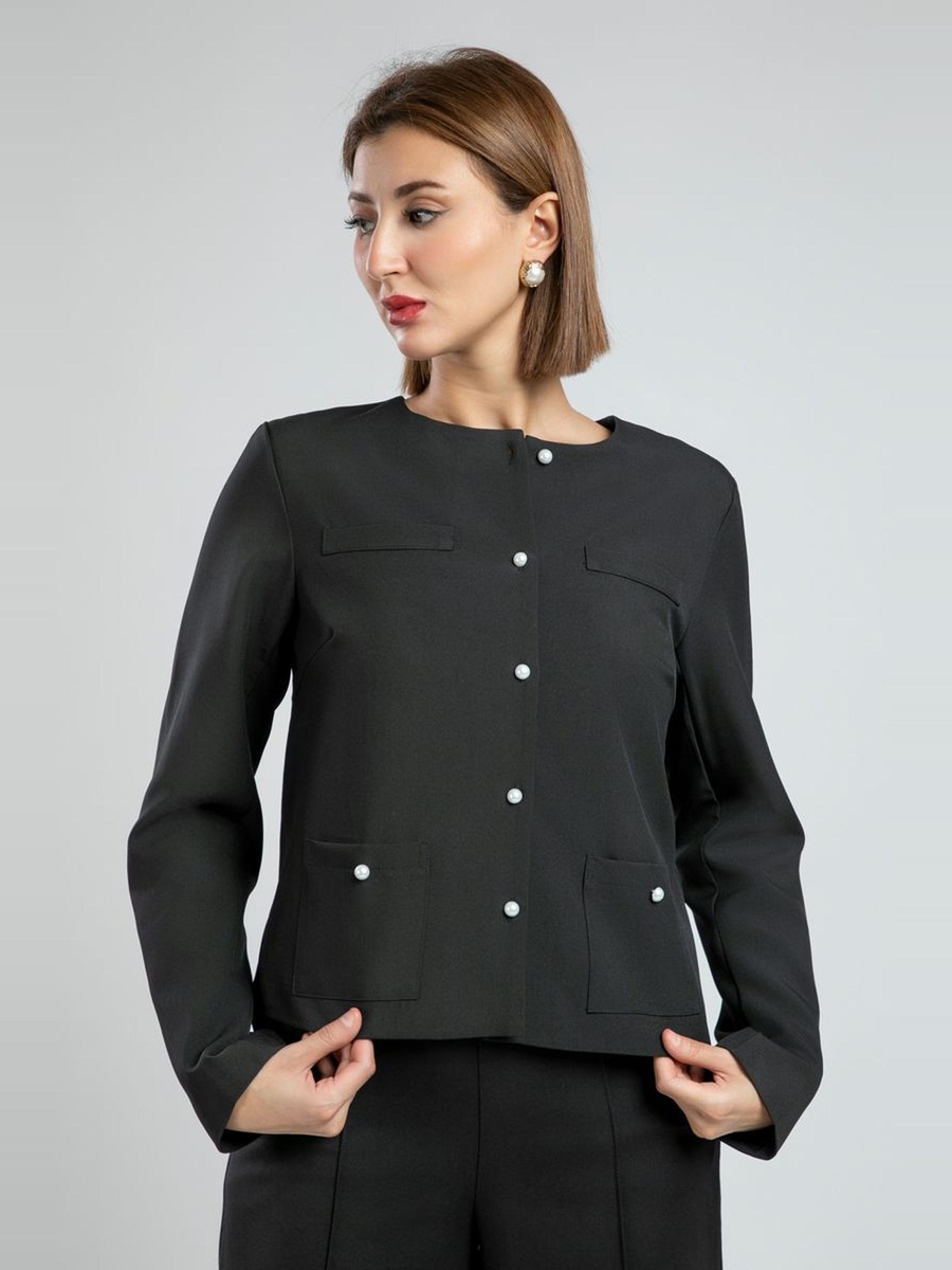 Elegant Office Blazer with Round Neck