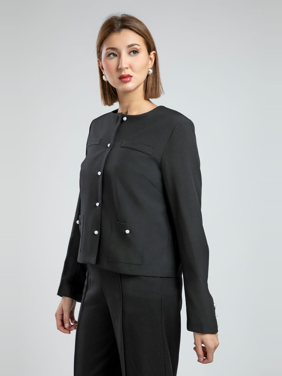 Elegant Office Blazer with Round Neck