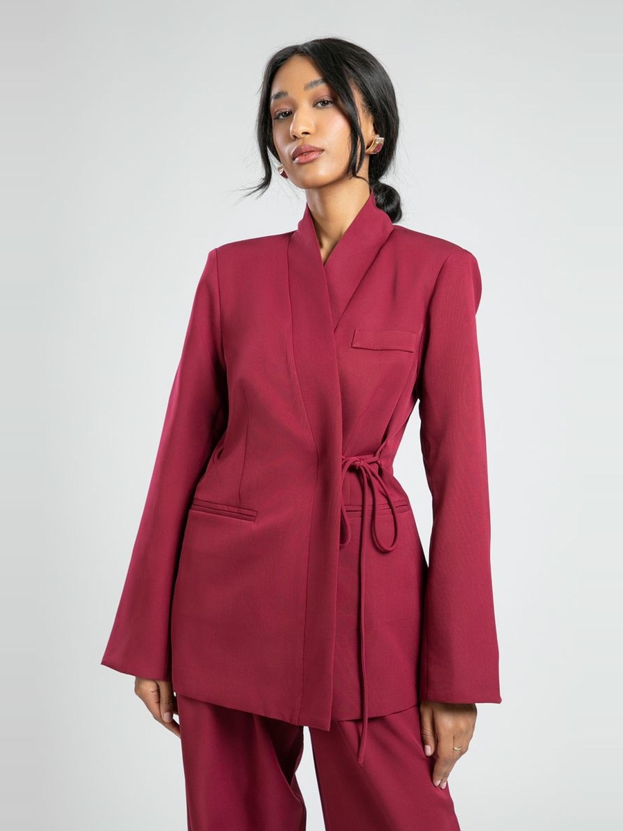 Modern Wrap Blazer with Side Drawstring