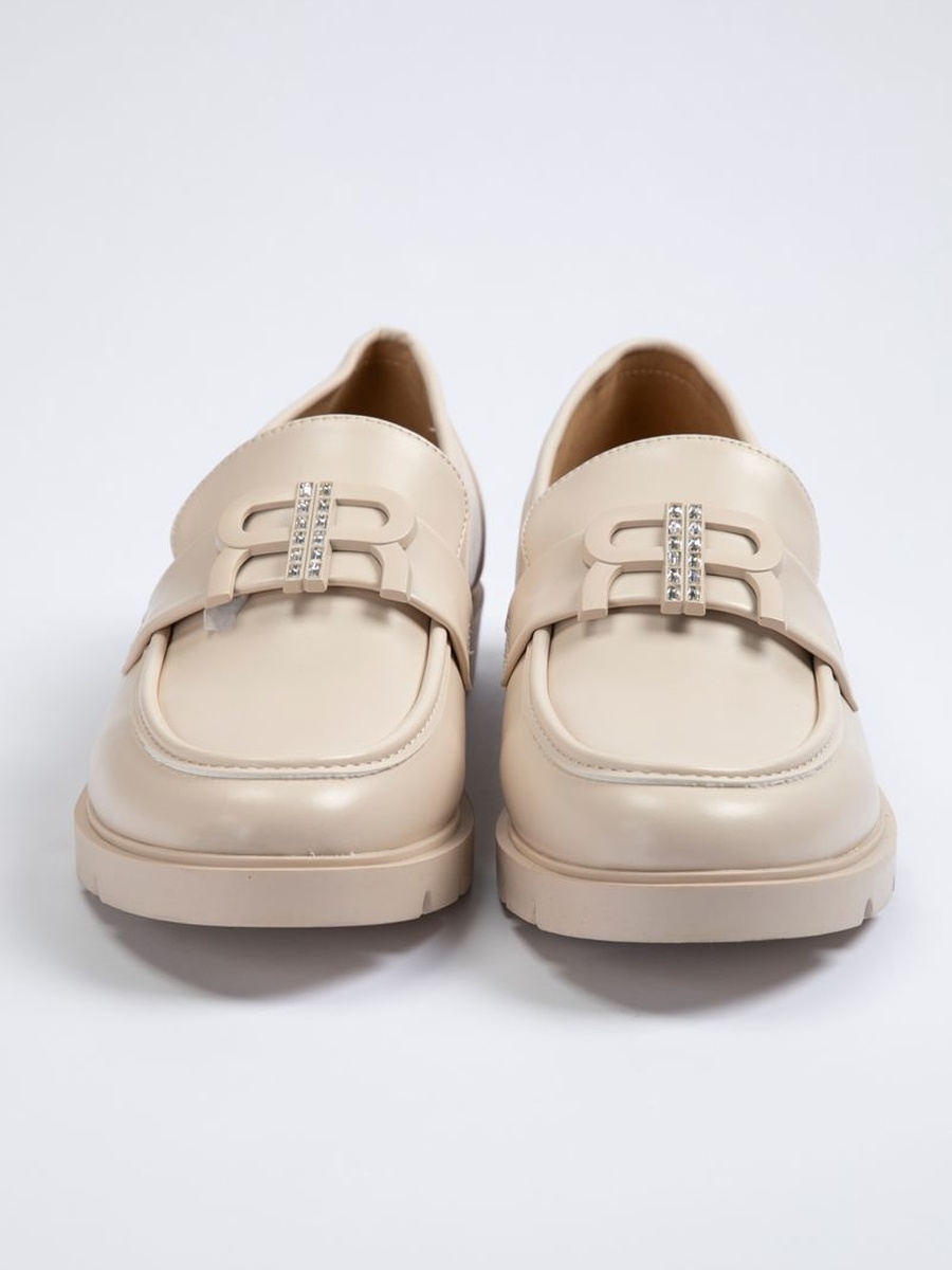 Flat Loafers - Synthetic Leather, Solid Color