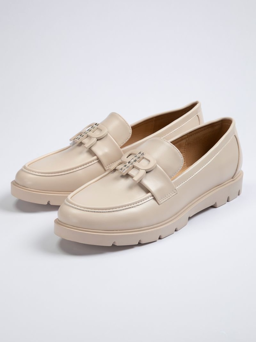 Flat Loafers - Synthetic Leather, Solid Color