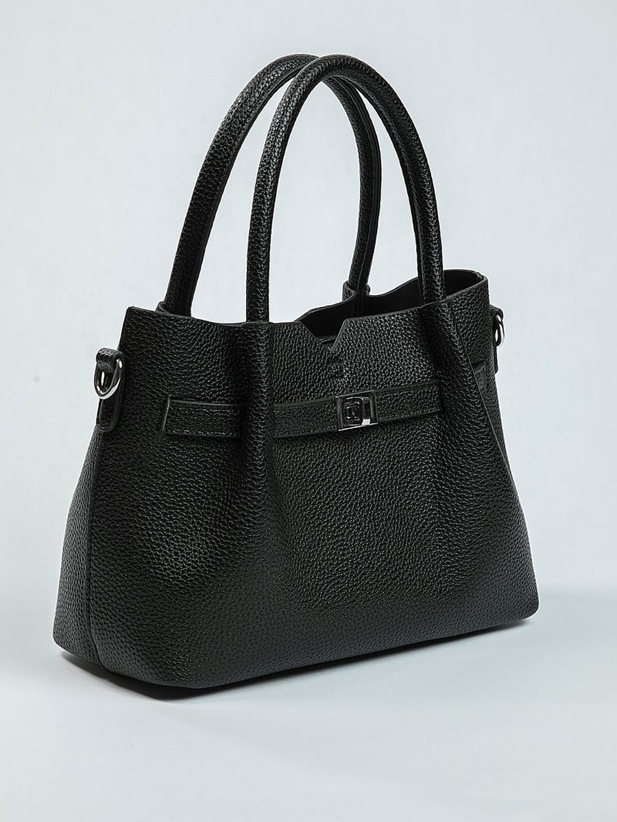 Handbag with Textured Finish And Pouch