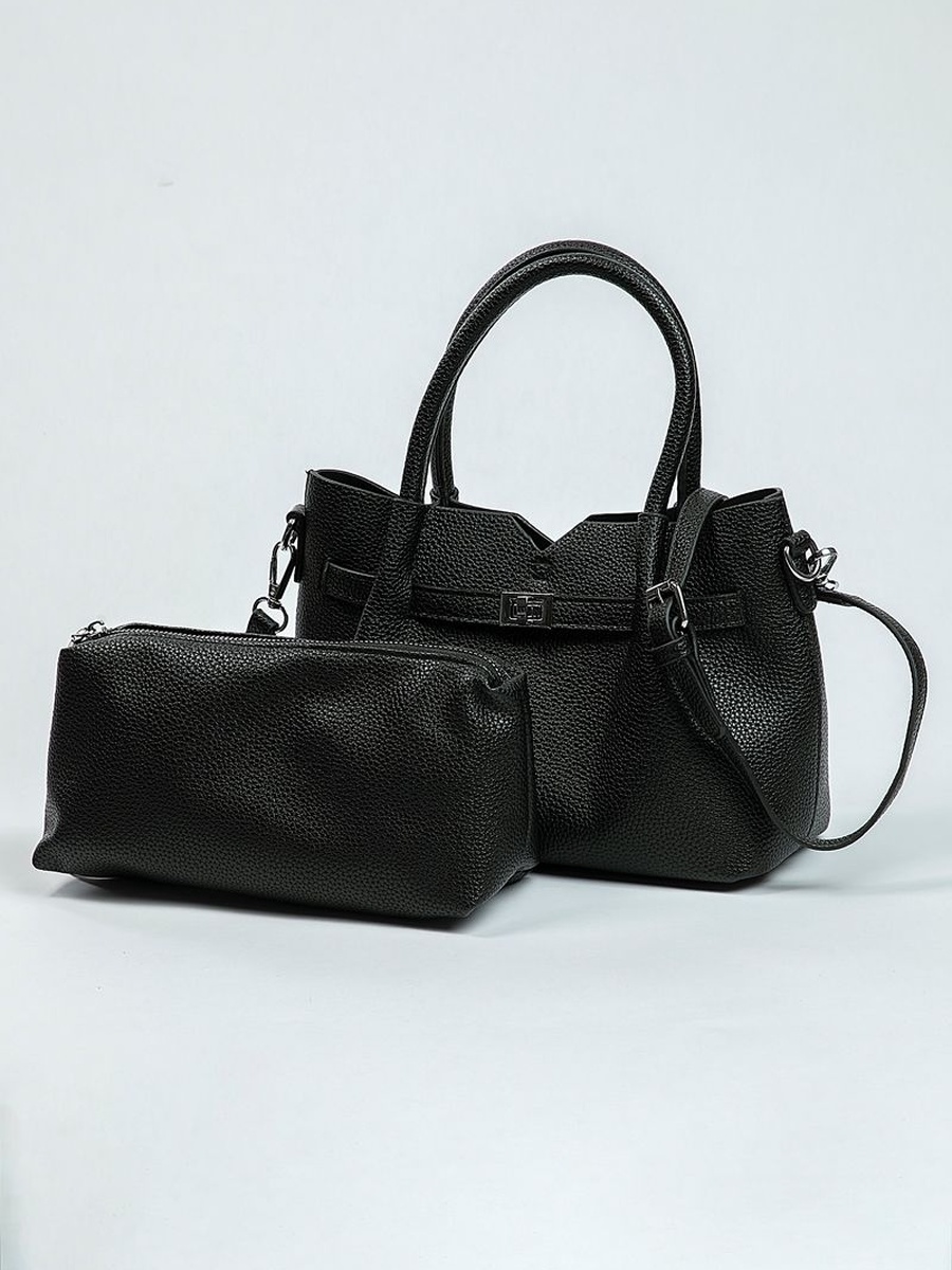 Handbag with Textured Finish And Pouch
