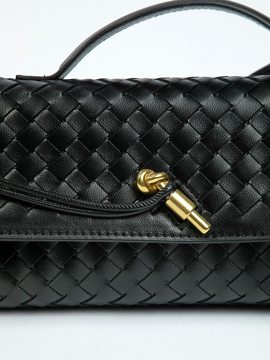 Woven Handbag with Twist Lock