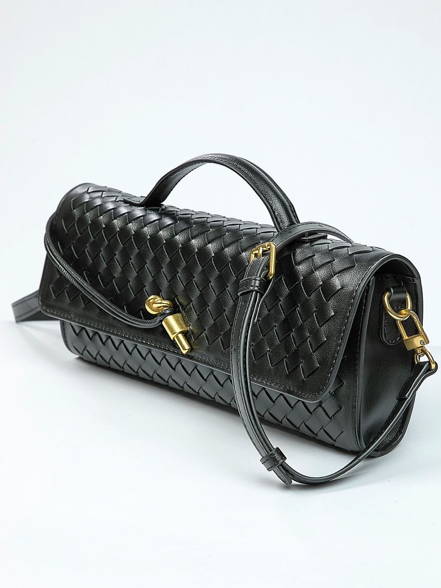 Woven Handbag with Twist Lock