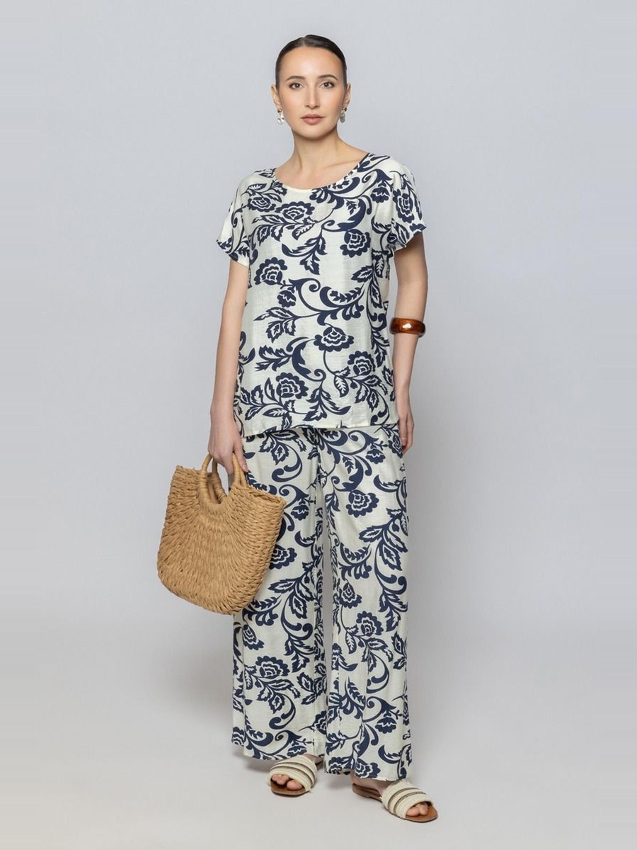 Short Sleeves Summer Top with Full Prints Pattern