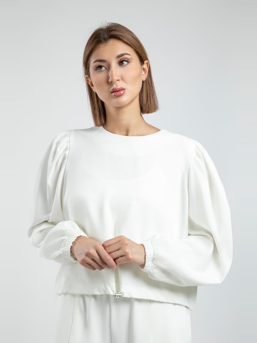 Chic Cropped Blouse with Puffed Sleeves