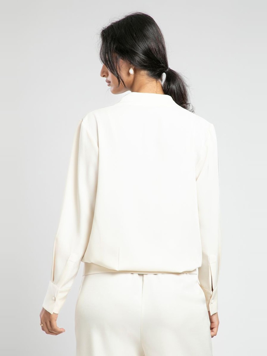 Wrap Style Blouse with Buttoned Hem