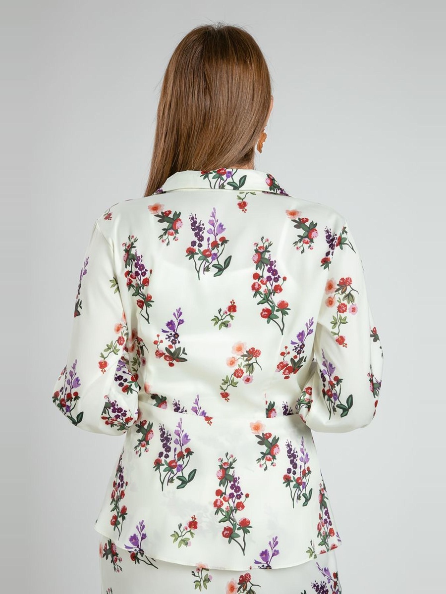 Floral Wrap Blouse with Side Tie