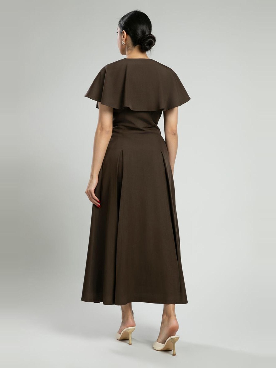 Flutter Sleeve Button Front Maxi Dress