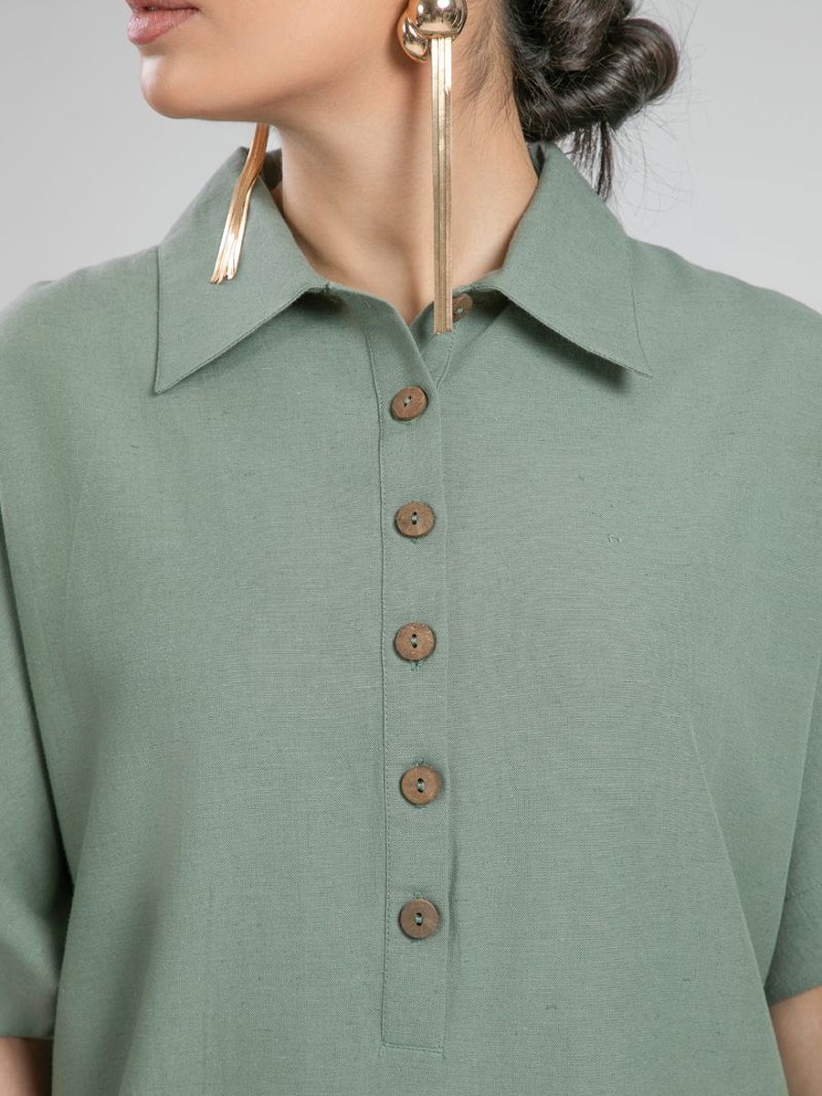 Button Front Midi Shirt Dress