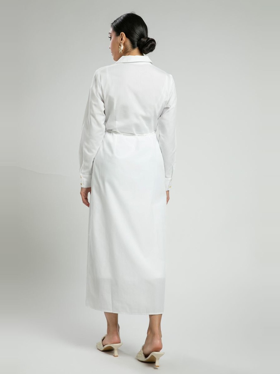Shirt Style Dress with Crossover Detail