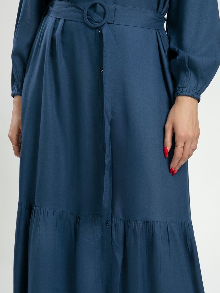 Shirt Dress with Belt And Tiered Hem