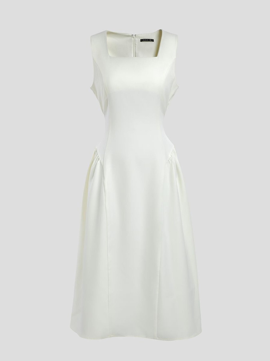 Sleeveless Dress with Square Neckline