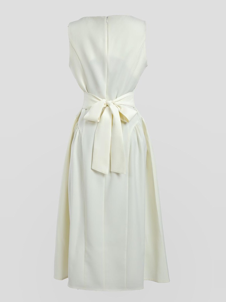 Sleeveless Dress with Square Neckline