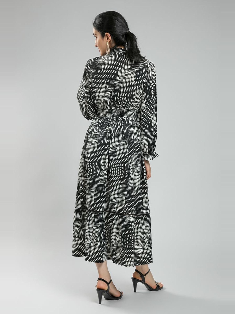 Longline Shirt Dress - All Over Printed Pattern