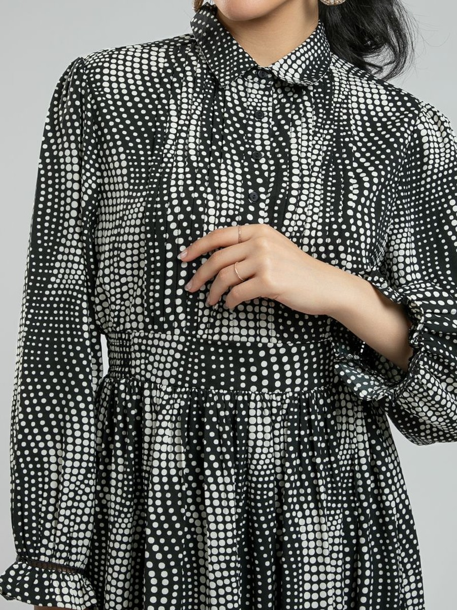 Longline Shirt Dress - All Over Printed Pattern