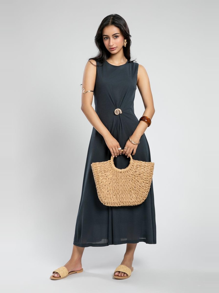 Sleeveless Maxi Dress with Artistic Detail