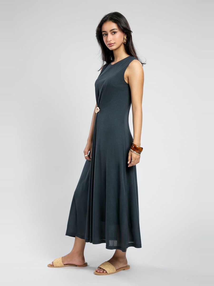 Sleeveless Maxi Dress with Artistic Detail