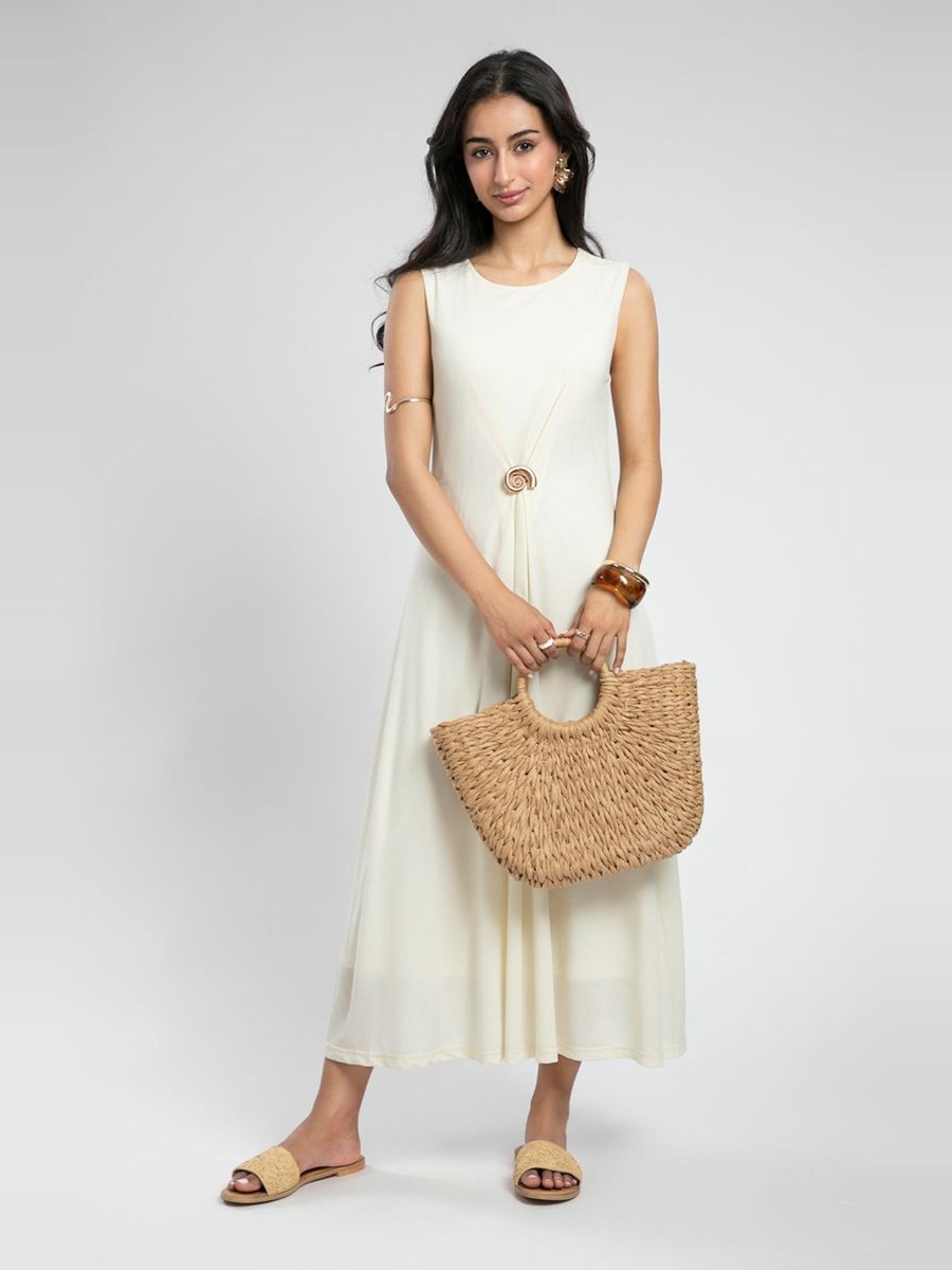 Sleeveless Maxi Dress with Artistic Detail