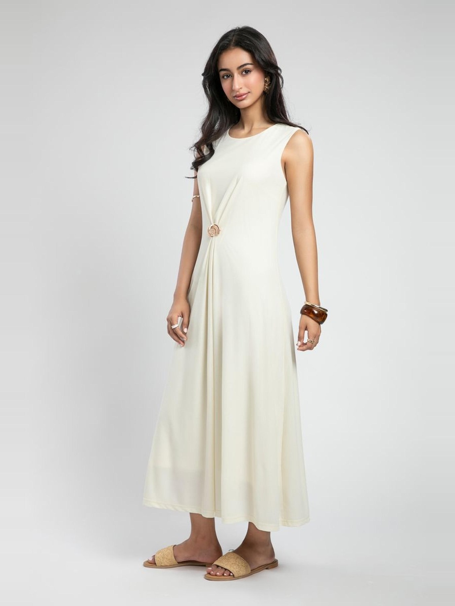 Sleeveless Maxi Dress with Artistic Detail